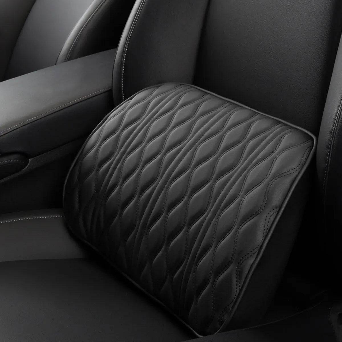 Luxury Leather Embroidered Lumbar Pillow & Neck Pillow Set Car Comfort MHRJ 