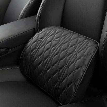 Luxury Leather Embroidered Lumbar Pillow & Neck Pillow Set Car Comfort MHRJ Black Lumbar Pillow 